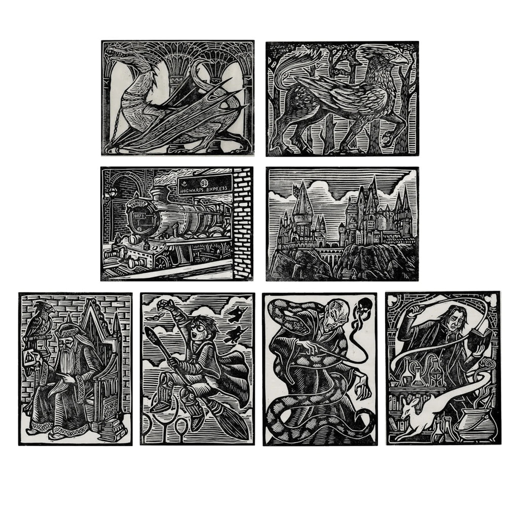 Harry Potter lino cut prints (set of 8)